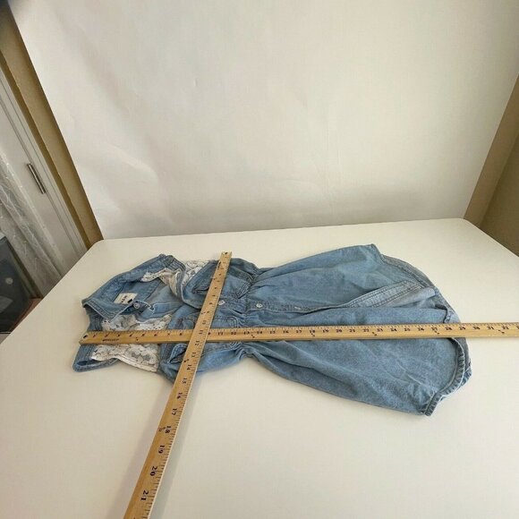 Carmar Womens Sleeveless Denim Lace Mini Dress Blue Size XS Button Down Cotton - Picture 7 of 8